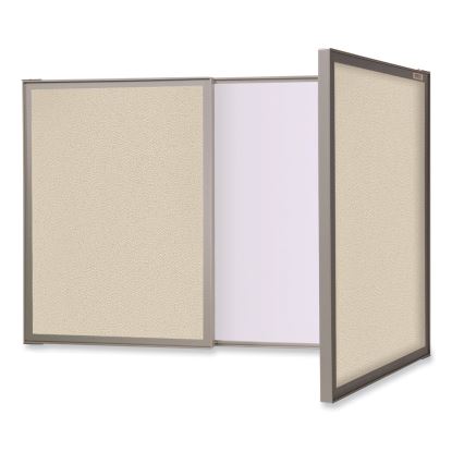 VisuALL PC Whiteboard Cabinet, Beige Fabric Bulletin Board Exterior Doors, 36x24, Aluminum Frame, Ships in 7-10 Business Days1