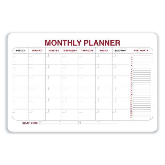 Monthly Planner Whiteboard with Radius Corners, 36 x 24, White/Red/Black Surface, Ships in 7-10 Business Days1