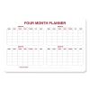 4 Month Whiteboard Calendar with Radius Corners, 36 x 24, White/Red/Black Surface, Ships in 7-10 Business Days1