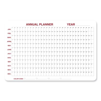 12 Month Whiteboard Calendar with Radius Corners, 36 x 24, White/Red/Black Surface, Ships in 7-10 Business Days1