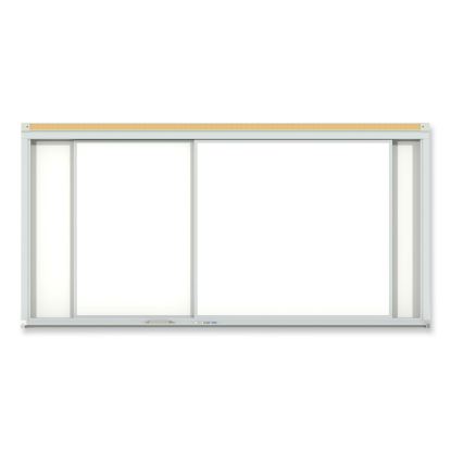 Horizontal Sliding Porcelain Magnetic Whiteboard, 72 x 48, White Surface, Satin Aluminum Frame, Ships in 7-10 Business Days1