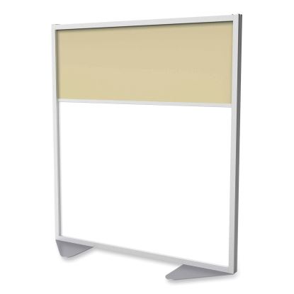 Floor Partition with Aluminum Frame and 2 Split Panel Infill, 48.06 x 2.04 x 53.86, White/Carmel, Ships in 7-10 Business Days1