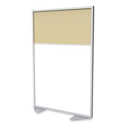 Floor Partition with Aluminum Frame and 2 Split Panel Infill, 48.06 x 2.04 x 71.86, White/Carmel, Ships in 7-10 Business Days1
