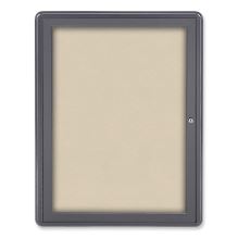 Ovation 1 Door Enclosed Beige Fabric Bulletin Board w/Gray Frame, 24.13x33.75, Aluminum Frame, Ships in 7-10 Business Days1