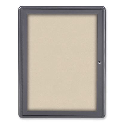 Ovation 1 Door Enclosed Beige Fabric Bulletin Board w/Gray Frame, 24.13x33.75, Aluminum Frame, Ships in 7-10 Business Days1