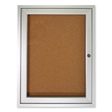 1 Door Enclosed Natural Cork Bulletin Board with Satin Aluminum Frame, 36 x 36, Tan Surface, Ships in 7-10 Business Days1