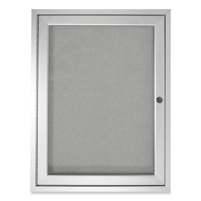 1 Door Enclosed Vinyl Bulletin Board with Satin Aluminum Frame, 36 x 36, Silver Surface, Ships in 7-10 Business Days1