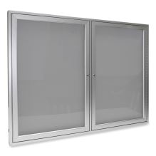 2 Door Enclosed Vinyl Bulletin Board with Satin Aluminum Frame, 60 x 36, Silver Surface, Ships in 7-10 Business Days1