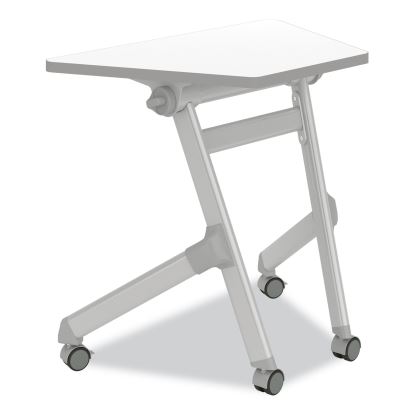 Learn Nesting Trapezoid Desk, 32.83" x 22.25" to 29.5", White/Silver, Ships in 1-3 Business Days1