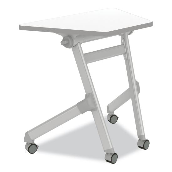 Learn Nesting Trapezoid Desk, 32.83" x 22.25" to 29.5", White/Silver, Ships in 1-3 Business Days1
