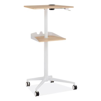 VUM Mobile Workstation, 25.25" x 19.75" x 35.5" to 47.75", Natural/White, Ships in 1-3 Business Days1