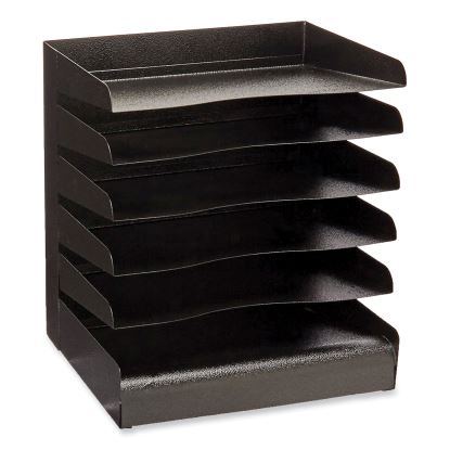 Steel Six-Shelf Desk Tray Sorter, 6 Sections, Letter Size Files, 12 x 9.5 x 13.5, Black, Ships in 1-3 Business Days1