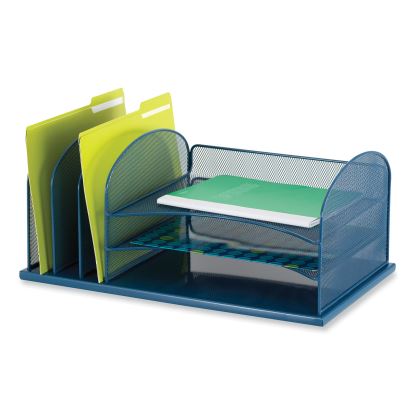 Onyx Desk Organizer w/Three Horizontal and Three Upright Sections,Letter Size,19.25x11.5x8.25,Blue,Ships in 1-3 Business Days1