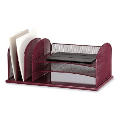 Onyx Desk Organizer w/Three Horizontal and Three Upright Sections,Letter Size,19.25x11.5x8.25,Wine,Ships in 1-3 Business Days1
