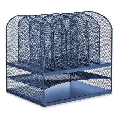 Onyx Desk Organizer w/Two Horizontal and Six Upright Sections, Letter Size, 13.25x11.5x13, Blue, Ships in 1-3 Business Days1