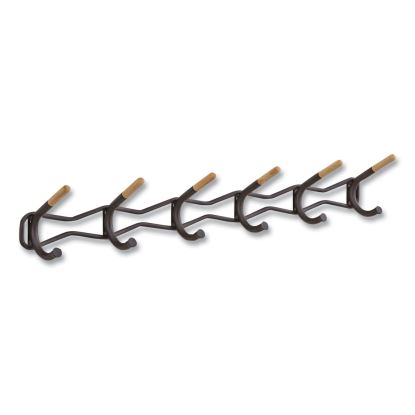 Family Coat Wall Rack, 6 Hook, 42.75w x 5.25d x 7.25h, Black, Ships in 1-3 Business Days1