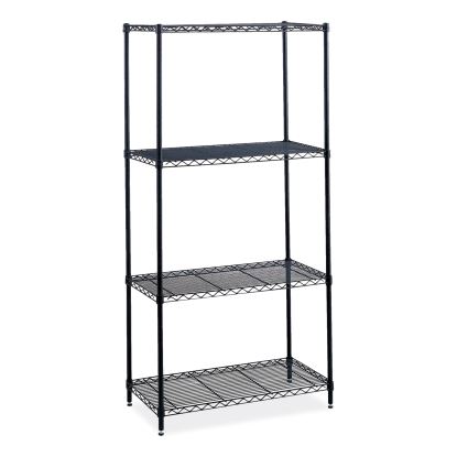 Industrial Wire Shelving, Four-Shelf, 36w x 18d x 72h, Black, Ships in 1-3 Business Days1