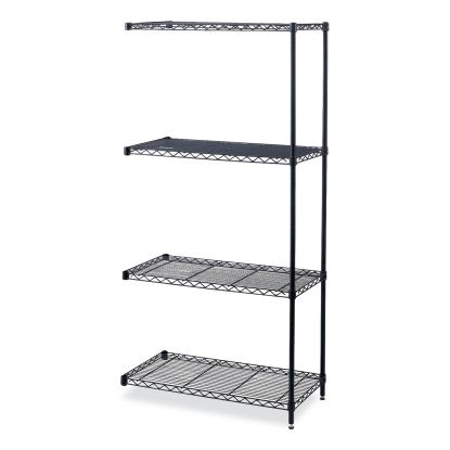 Industrial Add-On Unit, Four-Shelf, 36w x 18d x 72h, Steel, Black, Ships in 1-3 Business Days1