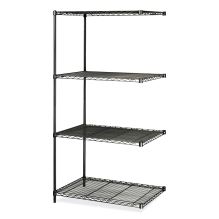Industrial Add-On Unit, Four-Shelf, 36w x 24d x 72h, Steel, Black, Ships in 1-3 Business Days1