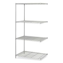 Industrial Add-On Unit, Four-Shelf, 36w x 24d x 72h, Steel, Metallic Gray, Ships in 1-3 Business Days1