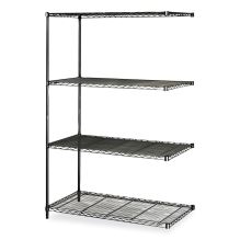Industrial Add-On Unit, Four-Shelf, 48w x 24d x 72h, Steel, Black, Ships in 1-3 Business Days1