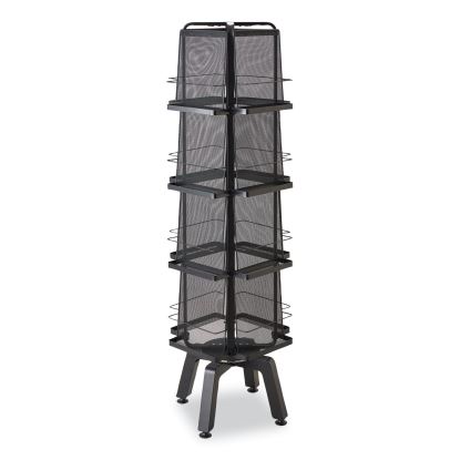 Onyx Mesh Rotating Magazine Display, 16 Compartments, 18.27w x 18.27d x 58.55h, Black, Ships in 1-3 Business Days1