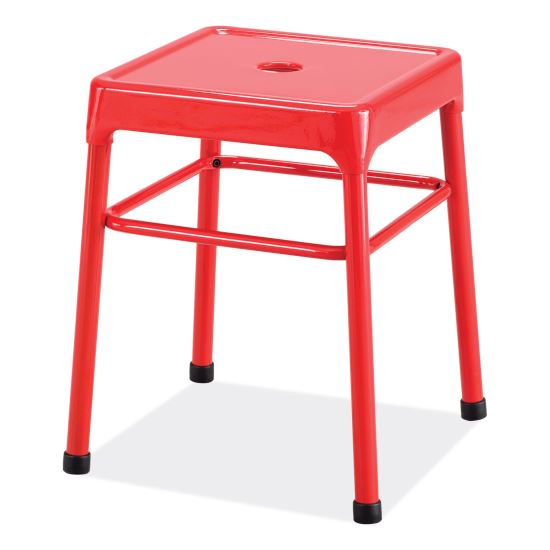 Steel GuestBistro Stool, Backless, Supports Up to 250 lb, 18" Seat Height, Red Seat, Red Base, Ships in 1-3 Business Days1