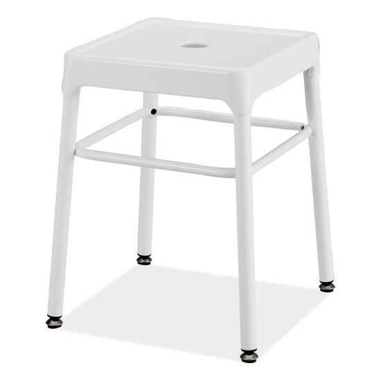 Steel GuestBistro Stool, Backless, Supports Up to 250 lb, 18" Seat Height, White Seat, White Base, Ships in 1-3 Business Days1