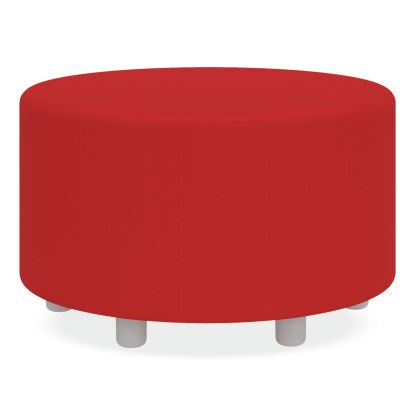 Learn 30" Cylinder Vinyl Ottoman, 30w x 30d x 18h, Red, Ships in 1-3 Business Days1