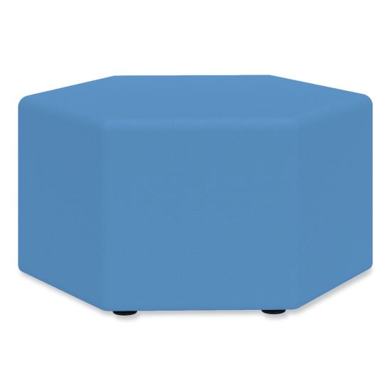 Learn 30" Hexagon Vinyl Ottoman, 30w x 30d x 18h, Blue, Ships in 1-3 Business Days1