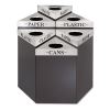 Trifecta Waste Receptacle, 38" High Base, 21 gal, Steel, Black, Ships in 1-3 Business Days2
