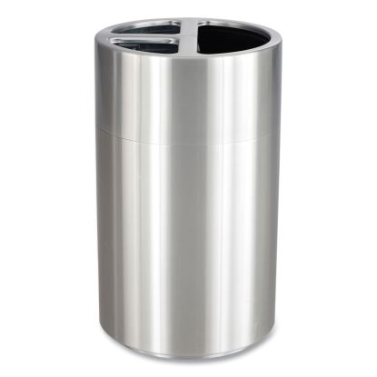 Triple Recycling Receptacle, 40 gal, Steel, Brushed Aluminum, Ships in 1-3 Business Days1