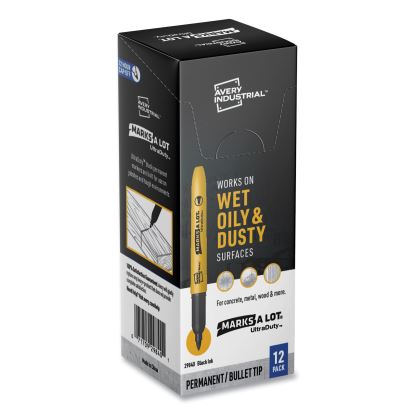 MARKS A LOT UltraDuty Permanent Markers, Fine Bullet Tip, Black 12/Box1