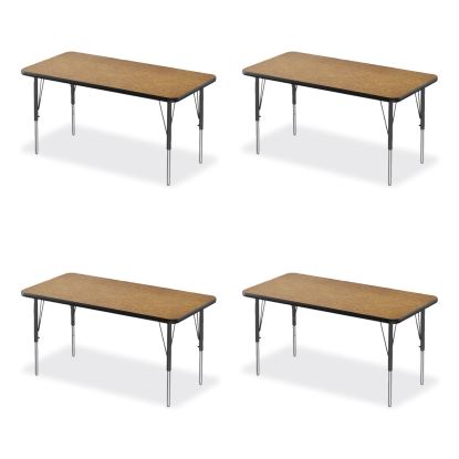 Adjustable Activity Table, Rectangular, 48" x 24" x 19" to 29", Med Oak Top, Black Legs, 4/Pallet, Ships in 4-6 Business Days1