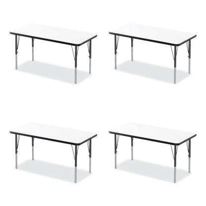 Markerboard Activity Tables, Rectangular, 60" x 24" x 19" to 29", White Top, Black Legs, 4/Pallet, Ships in 4-6 Business Days1