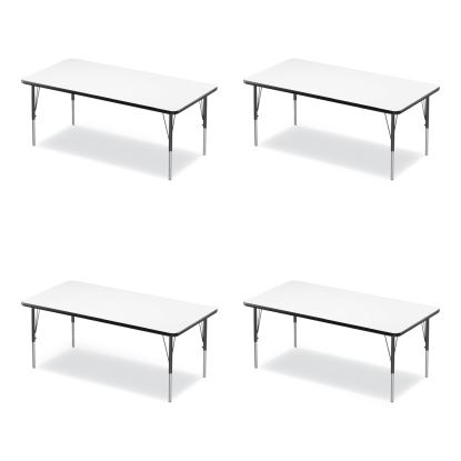 Markerboard Activity Tables, Rectangular, 60" x 30" x 19" to 29", White Top, Black Legs, 4/Pallet, Ships in 4-6 Business Days1