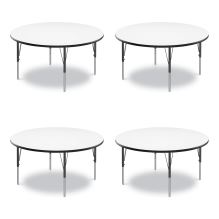 Dry Erase Markerboard Activity Tables, Round, 42" x 19" to 29", White Top, Black Legs, 4/Pallet, Ships in 4-6 Business Days1