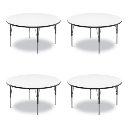Dry Erase Markerboard Activity Tables, Round, 42" x 19" to 29", White Top, Black Legs, 4/Pallet, Ships in 4-6 Business Days1