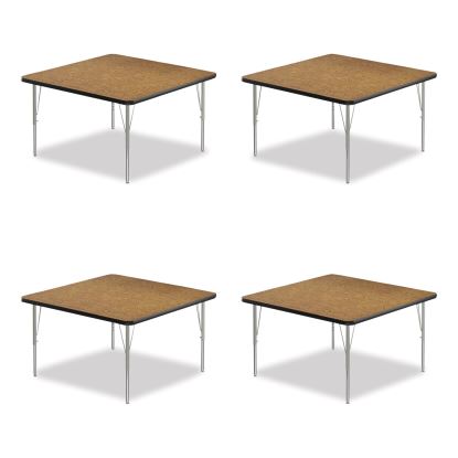 Adjustable Activity Tables, Square, 48" x 48" x 19" to 29", Medium Oak Top, Silver Legs, 4/Pallet, Ships in 4-6 Business Days1