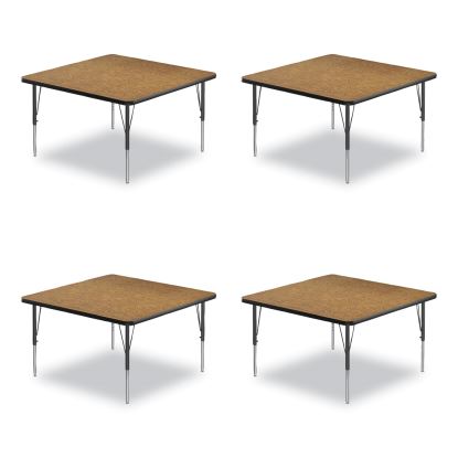 Adjustable Activity Tables, Square, 48" x 48" x 19" to 29", Medium Oak Top, Black Legs, 4/Pallet, Ships in 4-6 Business Days1