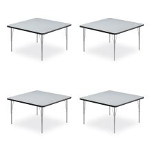 Adjustable Activity Tables, Square, 48" x 48" x 19" to 29", Gray Top, Silver Legs, 4/Pallet, Ships in 4-6 Business Days1
