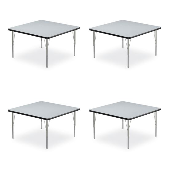 Adjustable Activity Tables, Square, 48" x 48" x 19" to 29", Gray Top, Silver Legs, 4/Pallet, Ships in 4-6 Business Days1