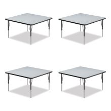 Adjustable Activity Tables, Square, 48" x 48" x 19" to 29", Gray Top, Black Legs, 4/Pallet, Ships in 4-6 Business Days1