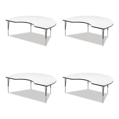 Markerboard Activity Table, Kidney Shape, 72" x 48" x 19" to 29", White Top, Black Legs, 4/Pallet, Ships in 4-6 Business Days1