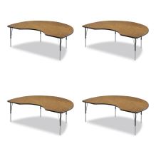 Adjustable Activity Tables, Kidney Shape, 72" x 48" x 19" to 29", Oak Top, Black Legs, 4/Pallet, Ships in 4-6 Business Days1