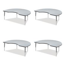Adjustable Activity Tables, Kidney Shaped, 72" x 48" x 19" to 29", Gray Top, Gray Legs, 4/Pallet, Ships in 4-6 Business Days1