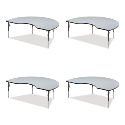 Adjustable Activity Tables, Kidney Shaped, 72" x 48" x 19" to 29", Gray Top, Gray Legs, 4/Pallet, Ships in 4-6 Business Days1