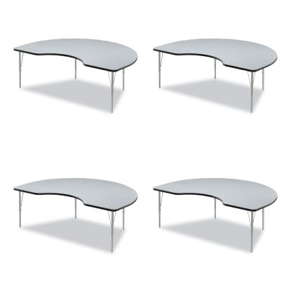 Adjustable Activity Tables, Kidney Shaped, 72" x 48" x 19" to 29", Gray Top, Black Legs, 4/Pallet, Ships in 4-6 Business Days1