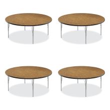 Height Adjustable Activity Tables, Round, 60" x 19" to 29", Medium Oak Top, Gray Legs, 4/Pallet, Ships in 4-6 Business Days1