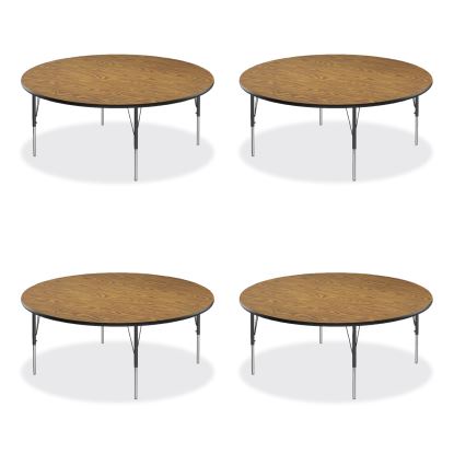 Height Adjustable Activity Tables, Round, 60" x 19" to 29", Medium Oak Top, Black Legs, 4/Pallet, Ships in 4-6 Business Days1